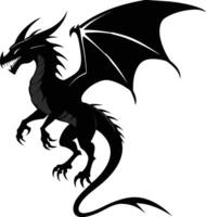 a black and white silhouette of a dragon vector