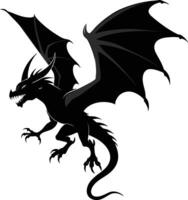 a black and white silhouette of a dragon vector