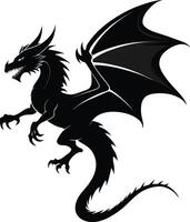 a black and white silhouette of a dragon vector