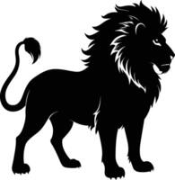 un negro y blanco ilustración de un león vector