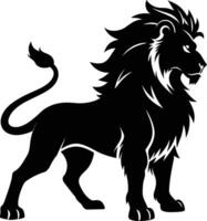 un negro y blanco ilustración de un león vector