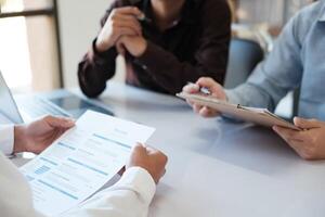 Job interview by manager and human resources, employment, recruiting people photo