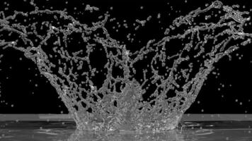 3d water splash transparent isolated on black background. 3d render illustration video