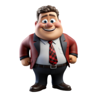 masculino personagem, chefe, homem de negocios ou empreendedor, gordo corpo, 3d ilustração projeto, png