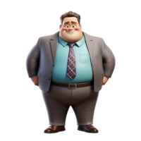 male character, boss, businessman or entrepreneur, fat body, 3d illustration design, png