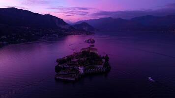 Lago Maggiore Drone view of the island Bella. Borromean islands Isola Bella and Isola dei Pescatori. Italy, Stresa 5.01.2024 photo