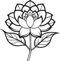 a drawing of a lotus flower with leaves and leaves vector