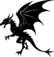 a black and white silhouette of a dragon vector