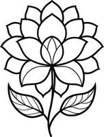 a drawing of a lotus flower with leaves and leaves vector