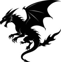 a black and white silhouette of a dragon vector