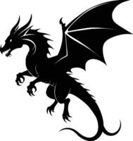 a black and white silhouette of a dragon vector