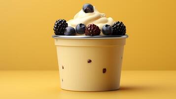 Ice cream blueberry cup frozen dessert on street food creamy gelato photo