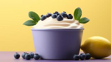 Ice cream blueberry cup frozen dessert on street food creamy gelato photo