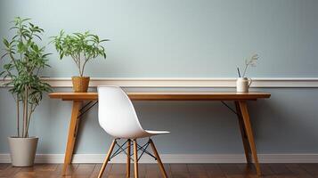 Minimalist modern simple desk office at home study, remote freelancer photo