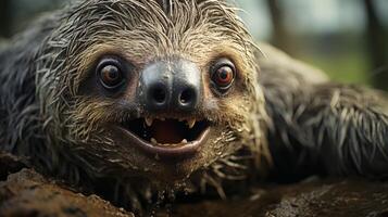 Sloth animal funny face slow moving animal wildlife photo