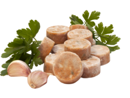 medallions of frozen fish sauce with parsley png