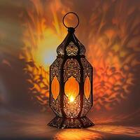 Beautiful eid or ramadan Mubarak Islamic lantern background generated.Ai photo