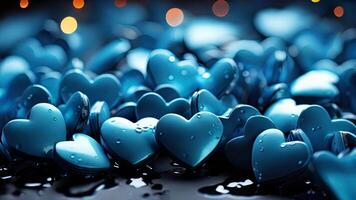 ai gegenereerd abstract achtergrond structuur van blauw liefde harten, Valentijnsdag dag concept video
