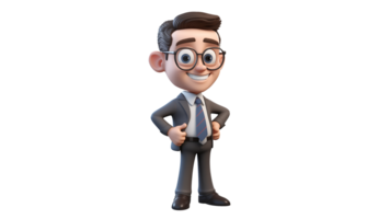 3D businessman cartoon character. Business cartoon character cut out. png