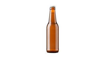 Bottle of beer cut out. Isolated bottle of beer mockup on transparent background png