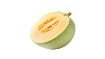 Isolated melon fruit cut out. Half melon fruit on transparent background png
