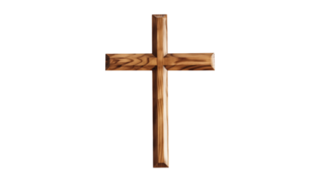 Wooden cross cut out. Easter cross on transparent background. Jesus cross cut out png