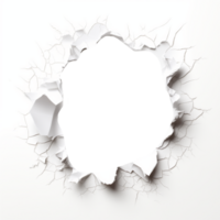 Torn paper with transparent hole. White crumpled paper with transparent hole png