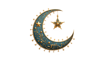 Ramadã crescente cortar fora. islâmico verde metade lua crescente recortar. eid Mubarak crescente png