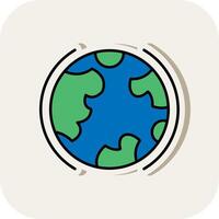 Earth Line Filled White Shadow Icon vector