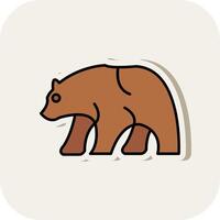 Bear Line Filled White Shadow Icon vector