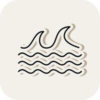 Sea Line Filled White Shadow Icon vector