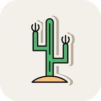 cactus línea lleno blanco sombra icono vector