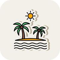 Island Line Filled White Shadow Icon vector