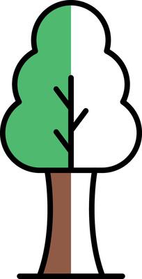 Tree Filled Half Cut Icon