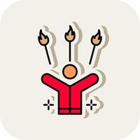 Juggling Fire Line Filled White Shadow Icon vector