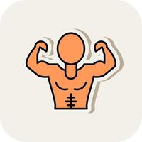 Muscle Man Line Filled White Shadow Icon vector