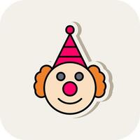 Clown Line Filled White Shadow Icon vector