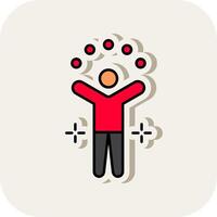 Juggling Ball Line Filled White Shadow Icon vector