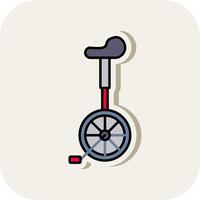 Unicycle Line Filled White Shadow Icon vector