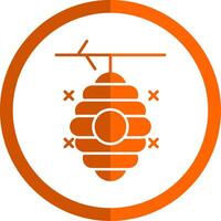 Beehive Glyph Orange Circle Icon vector