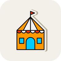 Circus Tent Line Filled White Shadow Icon vector