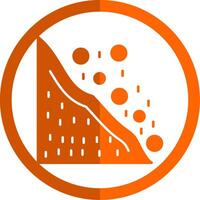 Snowslide Glyph Orange Circle Icon vector