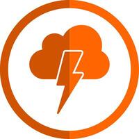 Lightning Glyph Orange Circle Icon vector