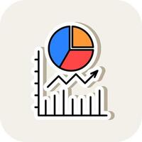 Pie Chart Line Filled White Shadow Icon vector