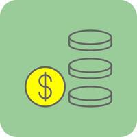 Coin Stack Filled Yellow Icon vector