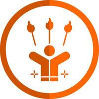 Juggling Fire Glyph Orange Circle Icon vector