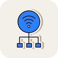 Network Line Filled White Shadow Icon vector