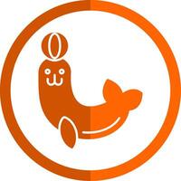 Seal Glyph Orange Circle Icon vector