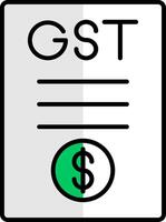 gst lleno medio cortar icono vector