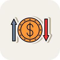 Money Transfer Line Filled White Shadow Icon vector